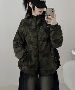 ミリタリーハイネックフードジャンパー KHAKI