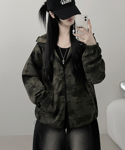 ミリタリーハイネックフードジャンパー KHAKI