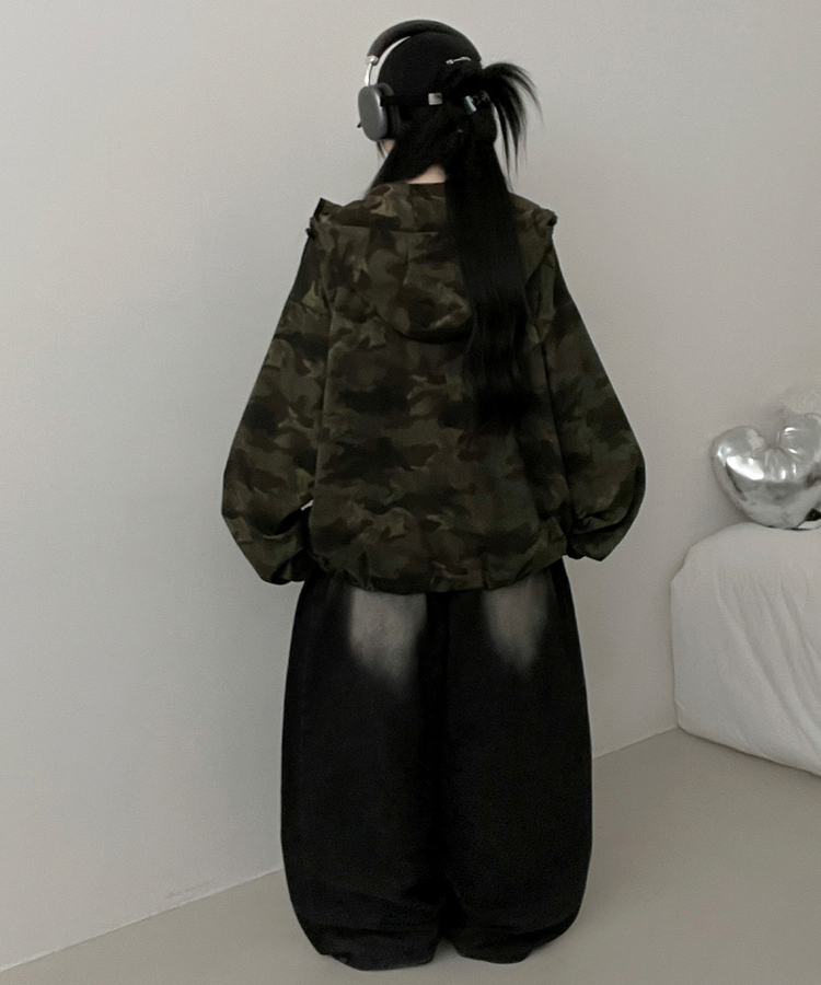 ミリタリーハイネックフードジャンパー KHAKI