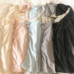 レースリボンレイヤードTシャツ(5color)