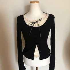 レースリボンレイヤードTシャツ(5color)