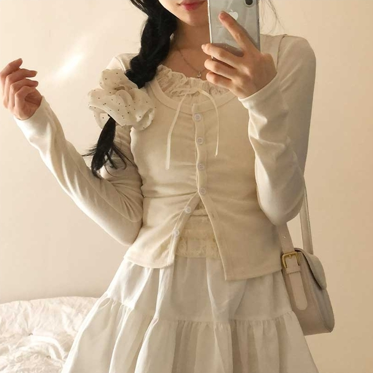 レースリボンレイヤードTシャツ(5color) BEIGE