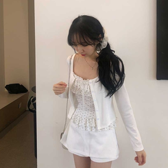 【SET】ラブリードットキャミカーディガン WHITE