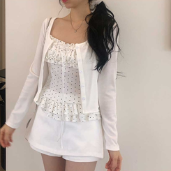 【SET】ラブリードットキャミカーディガン WHITE