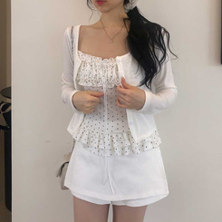 【SET】ラブリードットキャミカーディガン WHITE