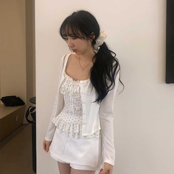 【SET】ラブリードットキャミカーディガン WHITE