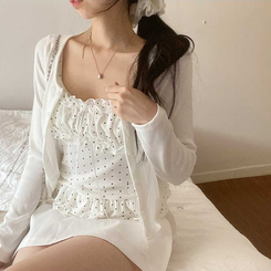 【SET】ラブリードットキャミカーディガン WHITE