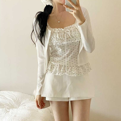 【SET】ラブリードットキャミカーディガン WHITE