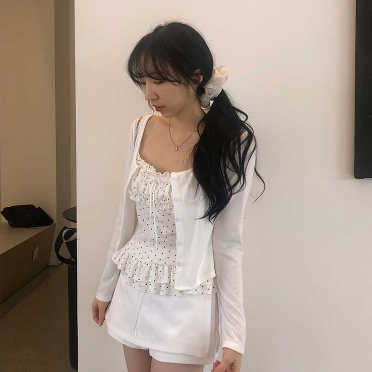 【SET】ラブリードットキャミカーディガン WHITE