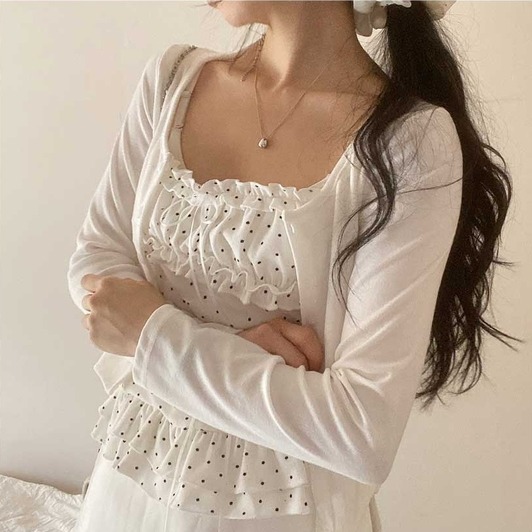 【SET】ラブリードットキャミカーディガン WHITE