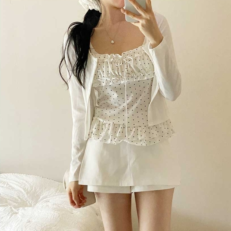 【SET】ラブリードットキャミカーディガン WHITE