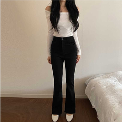 【丈別】デニムブーツカットパンツ(5color) BLACK