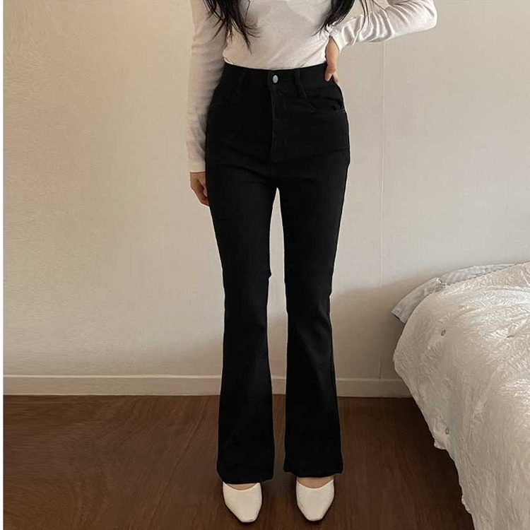 【丈別】デニムブーツカットパンツ(5color) BLACK