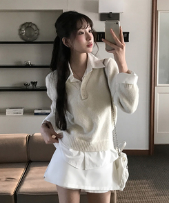 レイヤードカラーニット IVORY