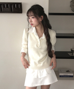 レイヤードカラーニット IVORY