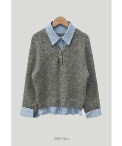 レイヤードカラーニット