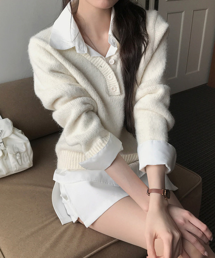 レイヤードカラーニット IVORY