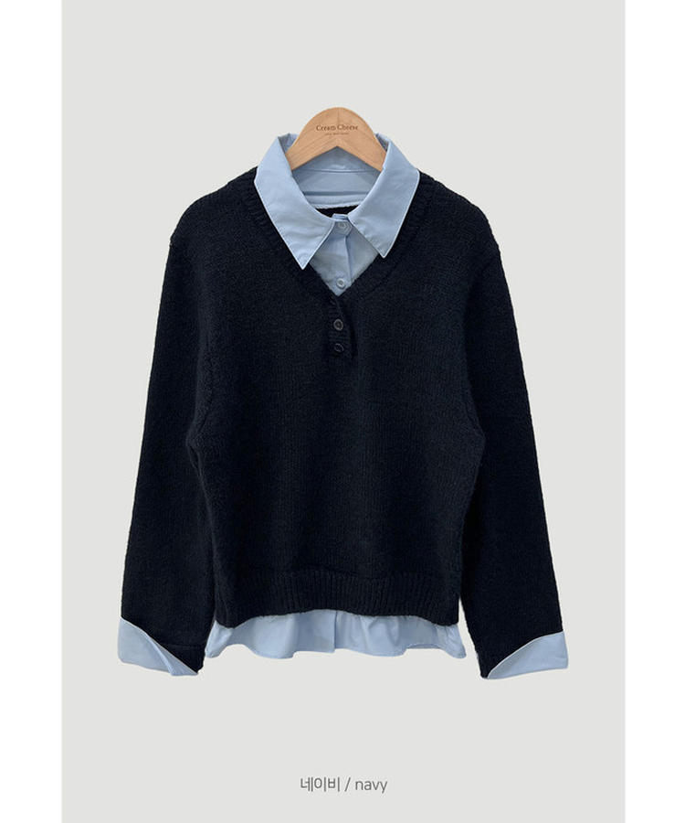 レイヤードカラーニット