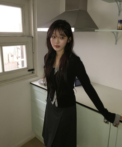 カジュアルレイヤードカーディガン BLACK