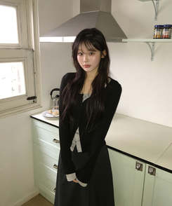 カジュアルレイヤードカーディガン BLACK