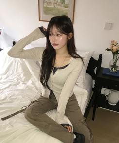 カジュアルレイヤードカーディガン BEIGE