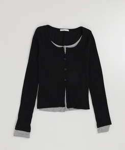 カジュアルレイヤードカーディガン