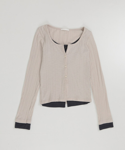 カジュアルレイヤードカーディガン