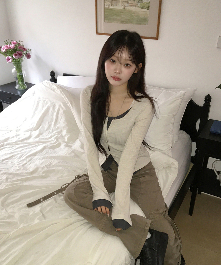 カジュアルレイヤードカーディガン BEIGE