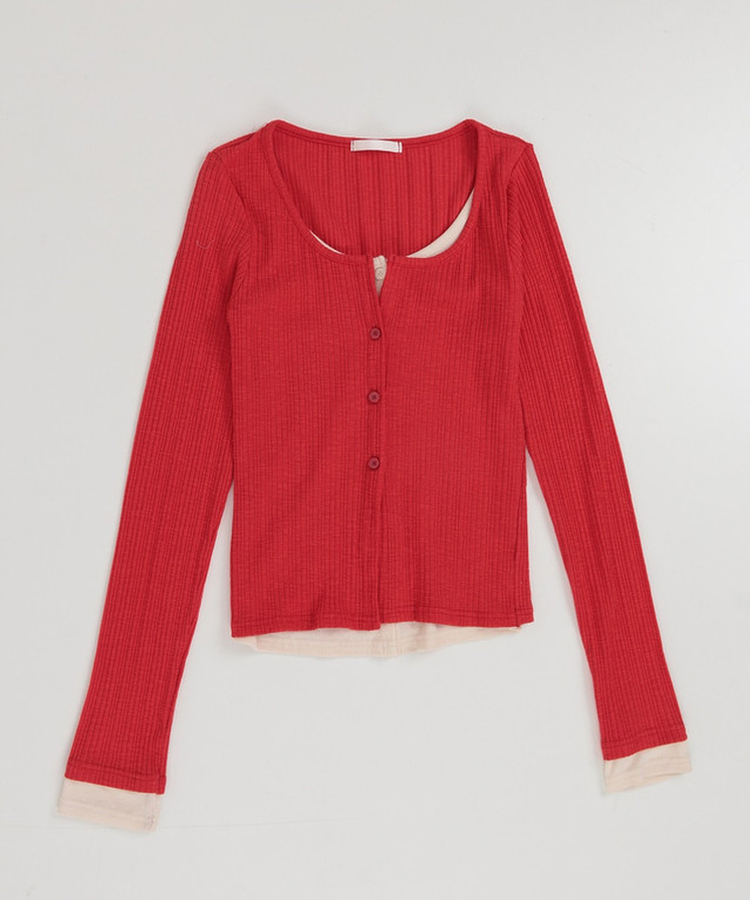 カジュアルレイヤードカーディガン