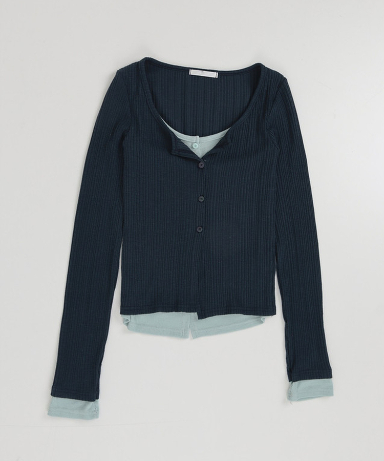 カジュアルレイヤードカーディガン