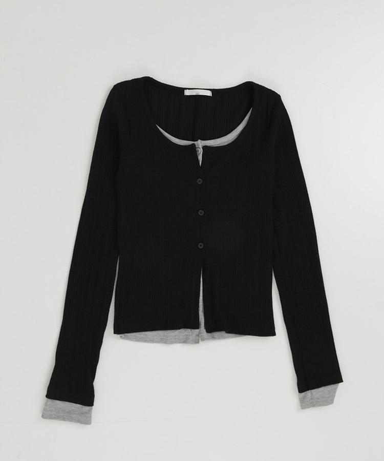 カジュアルレイヤードカーディガン