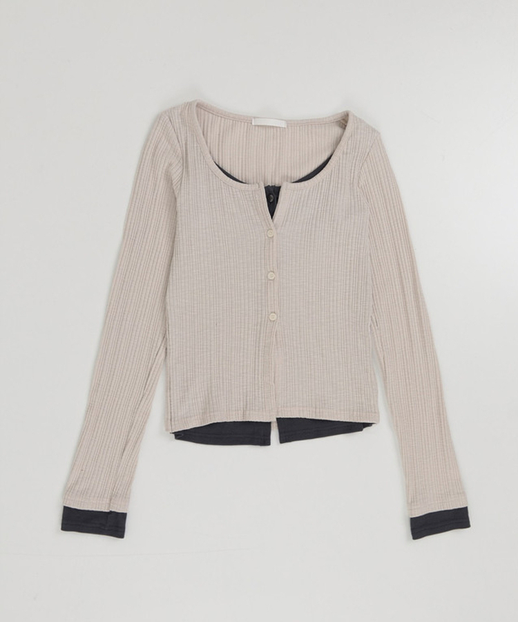 カジュアルレイヤードカーディガン