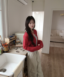 カラーカーディガン(5color) RED