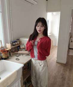 カラーカーディガン(5color) RED