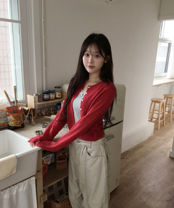 カラーカーディガン(5color) RED