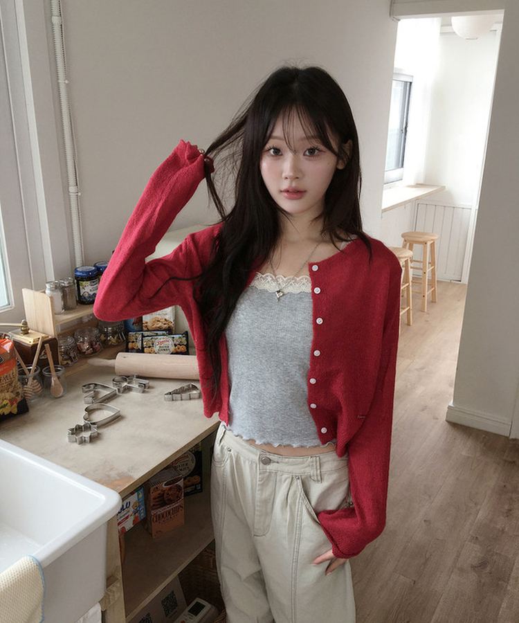 カラーカーディガン(5color) RED