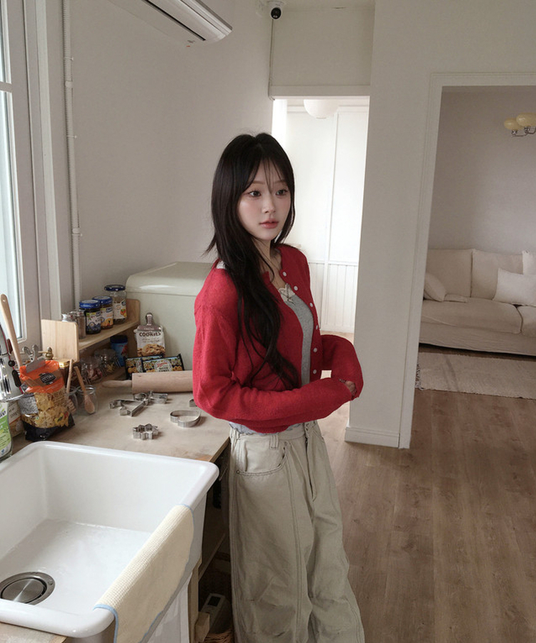 カラーカーディガン(5color) RED