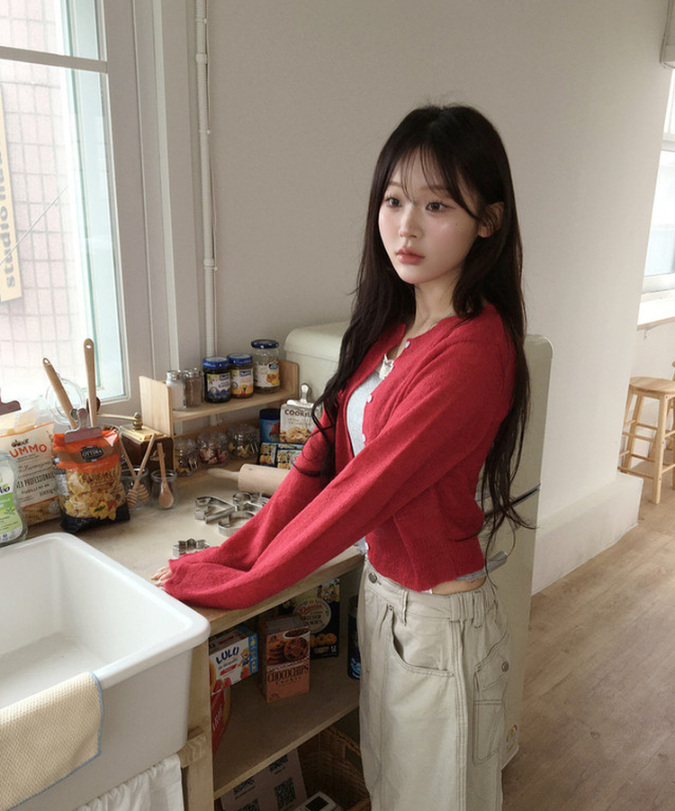 カラーカーディガン(5color) RED