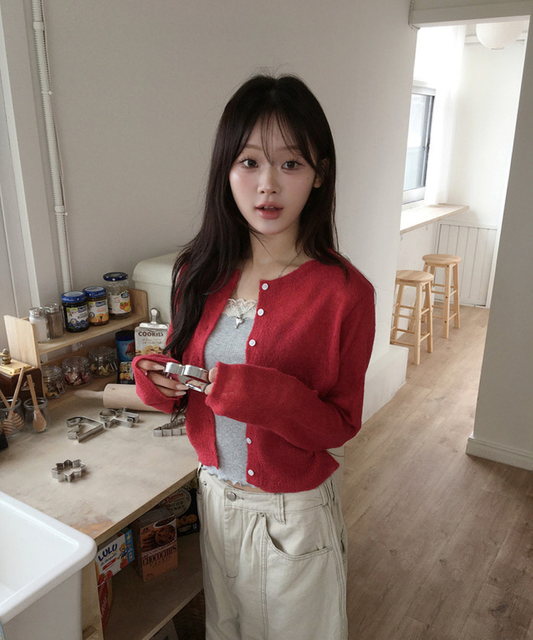 カラーカーディガン(5color) RED