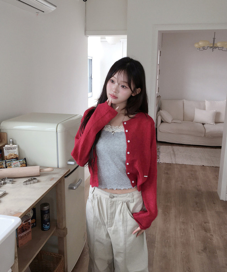 カラーカーディガン(5color) RED