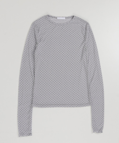 【SET】ドットシースルートップス＋レイヤード半袖Tシャツ