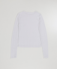 【SET】ドットシースルートップス＋レイヤード半袖Tシャツ