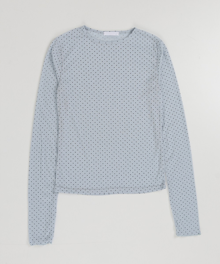 【SET】ドットシースルートップス＋レイヤード半袖Tシャツ