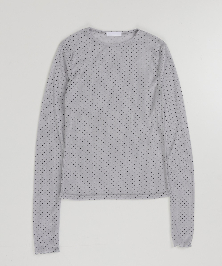 【SET】ドットシースルートップス＋レイヤード半袖Tシャツ