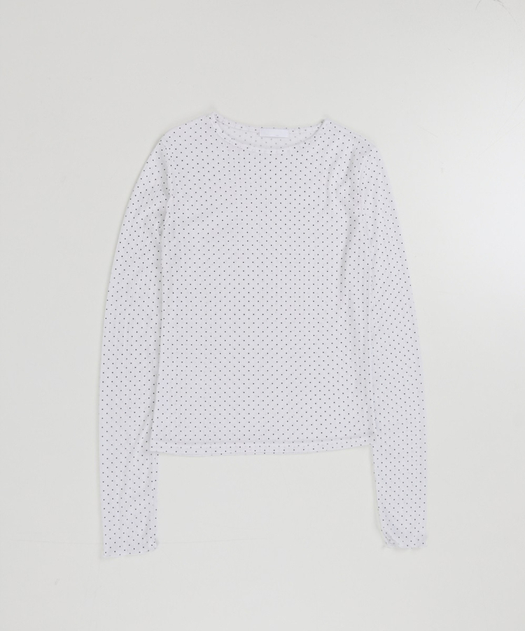 【SET】ドットシースルートップス＋レイヤード半袖Tシャツ