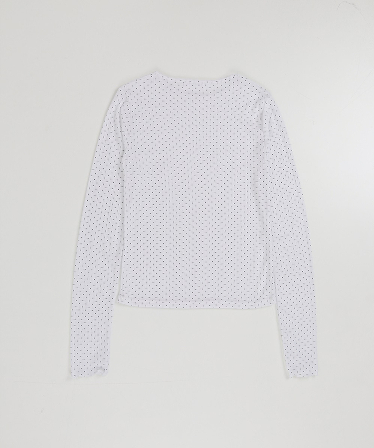 【SET】ドットシースルートップス＋レイヤード半袖Tシャツ