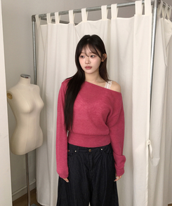 オフショルダーニット(5color) DARK PINK