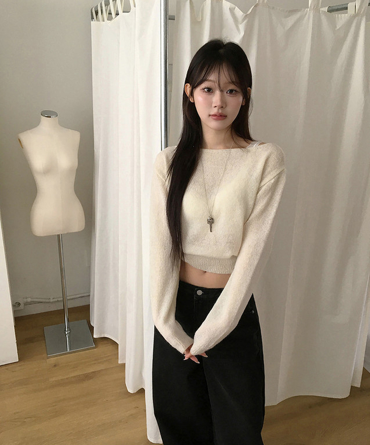 オフショルダーニット(5color) IVORY