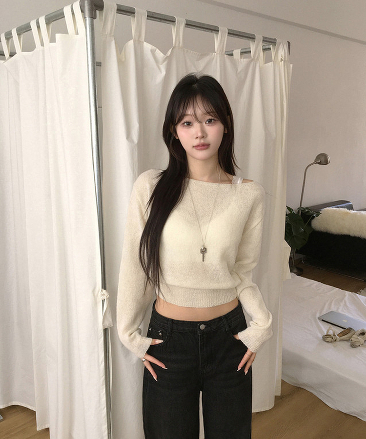 オフショルダーニット(5color) IVORY