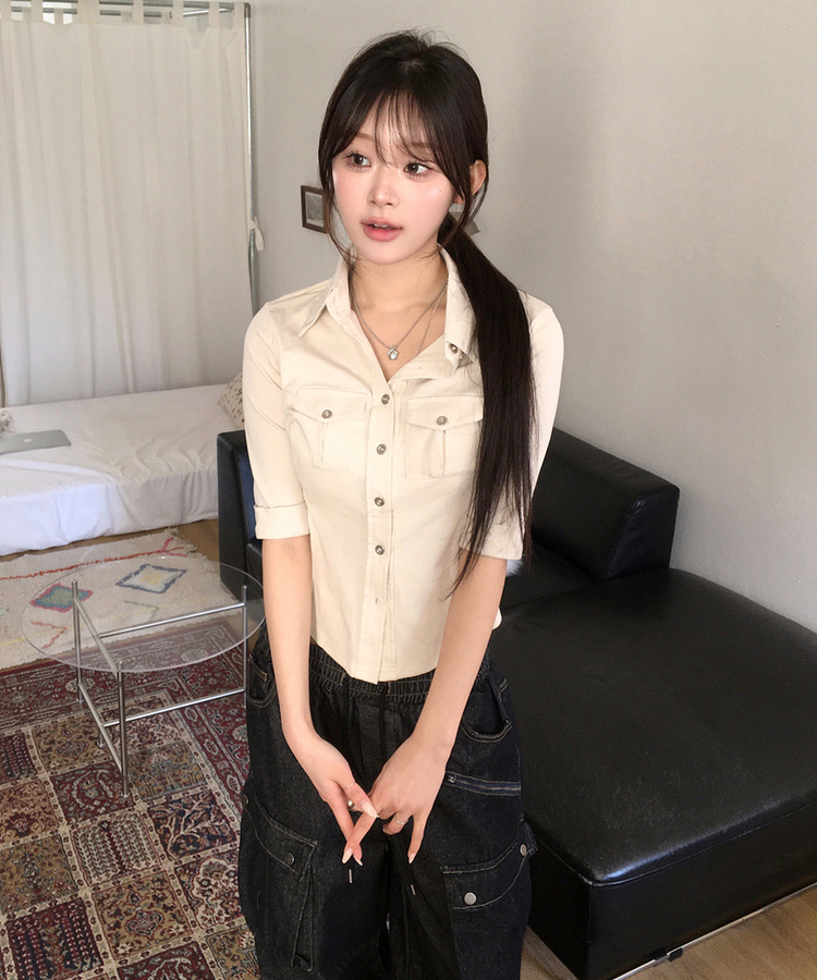 ビンテージシャツトップス LIGHT BEIGE